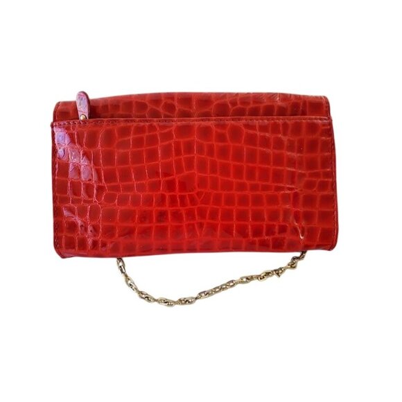 Antonio Melani Red Faux Croc Chain Crossbody Clutch - Picture 4 of 9